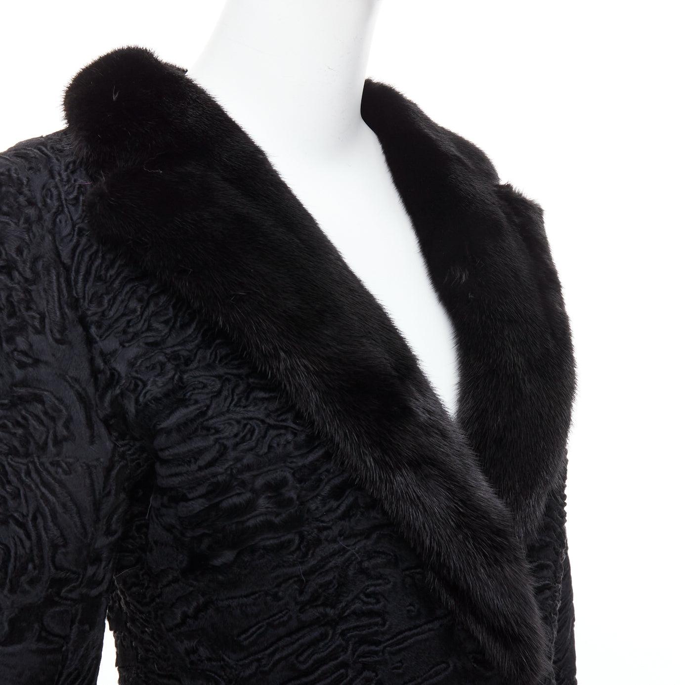 CHRISTIAN DIOR black lamb mink fur silk lined long coat FR38 M
Reference: NKLL/A00431
Brand: Dior
Designer: Maria Grazia Chiuri
Material: Fur
Color: Black
Pattern: Animal Print
Closure: Button
Lining: Black Silk
Extra Details: Hook and bar