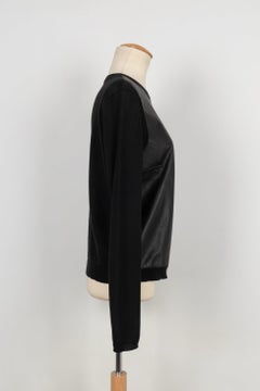 Christian Dior Black Lambskin and Cashmere Long-Sleeved Top 42FR