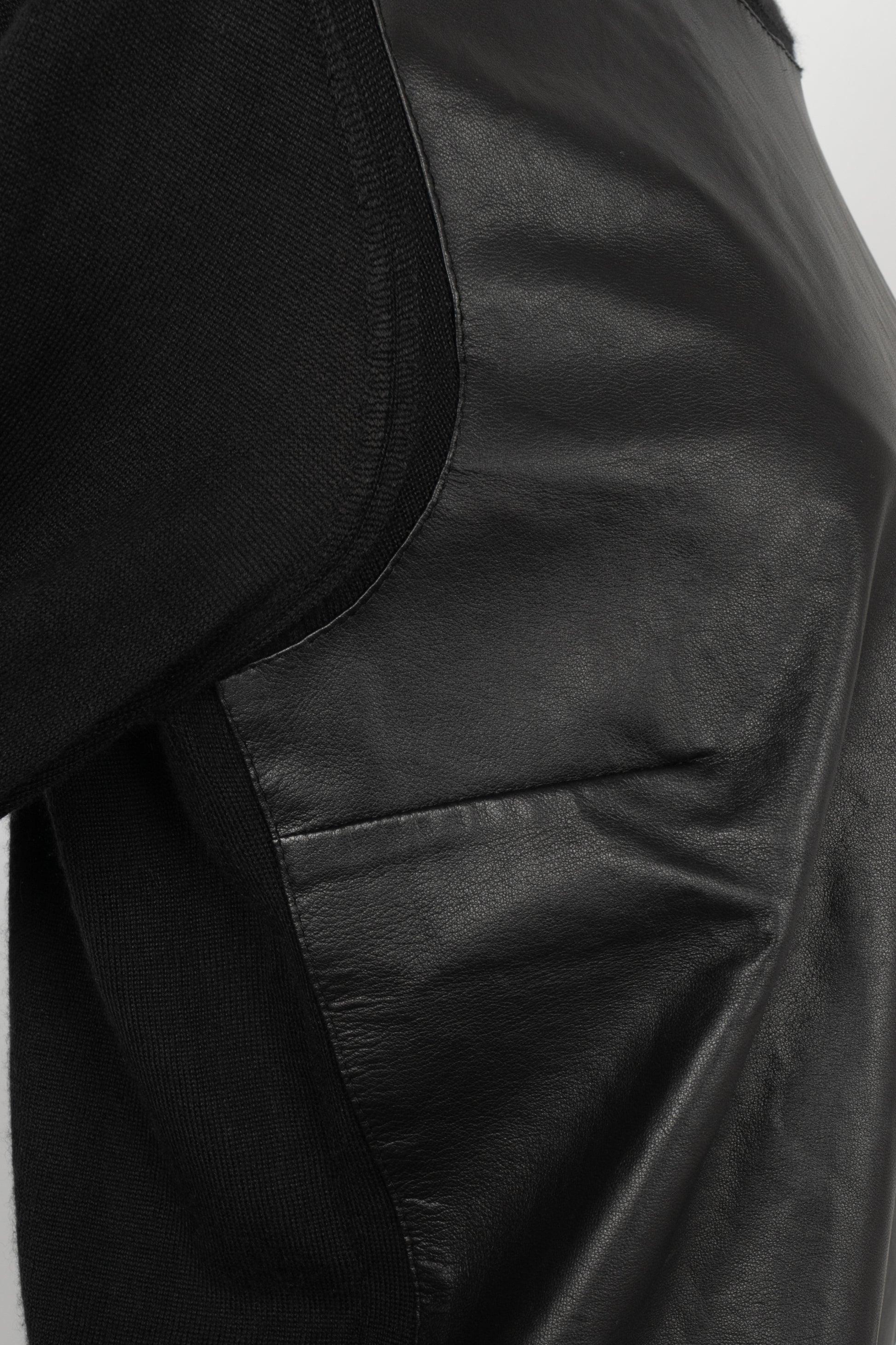 Christian Dior - Top à manches longues en cuir d'agneau et cachemire noir 42FR en vente 1