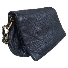 Christian Dior Black Lambskin Cannage Delices Flap Gold Hardware Shoulder Bag