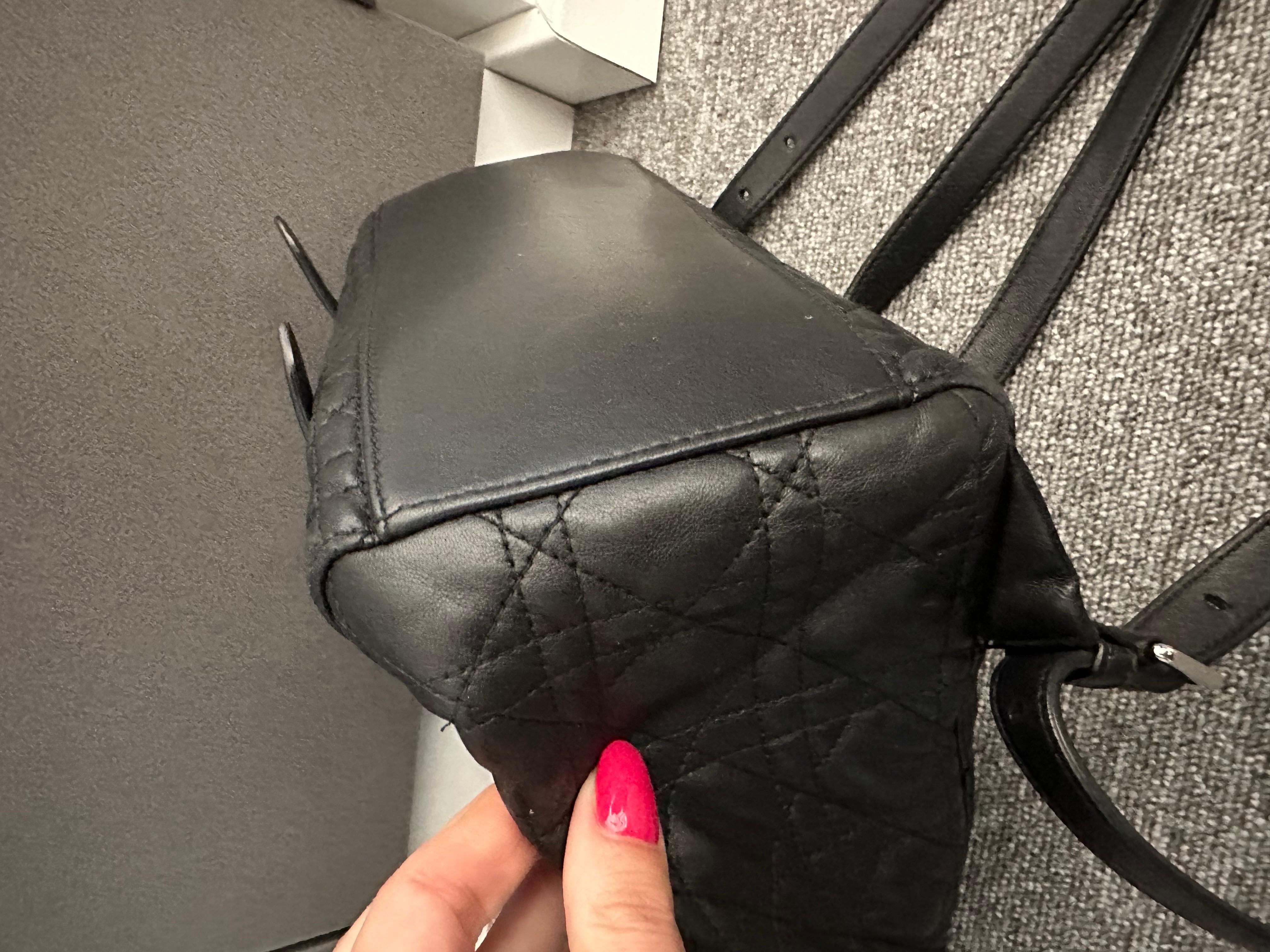 CHRISTIAN DIOR Black Lambskin Cannage Large Stardust Backpack 9
