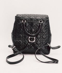 CHRISTIAN DIOR Black Lambskin Cannage Large Stardust Backpack