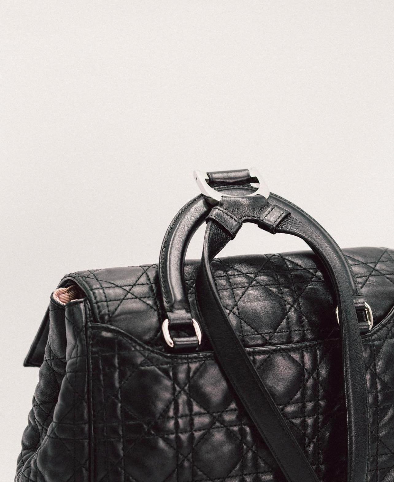 CHRISTIAN DIOR Black Lambskin Cannage Large Stardust Backpack 1