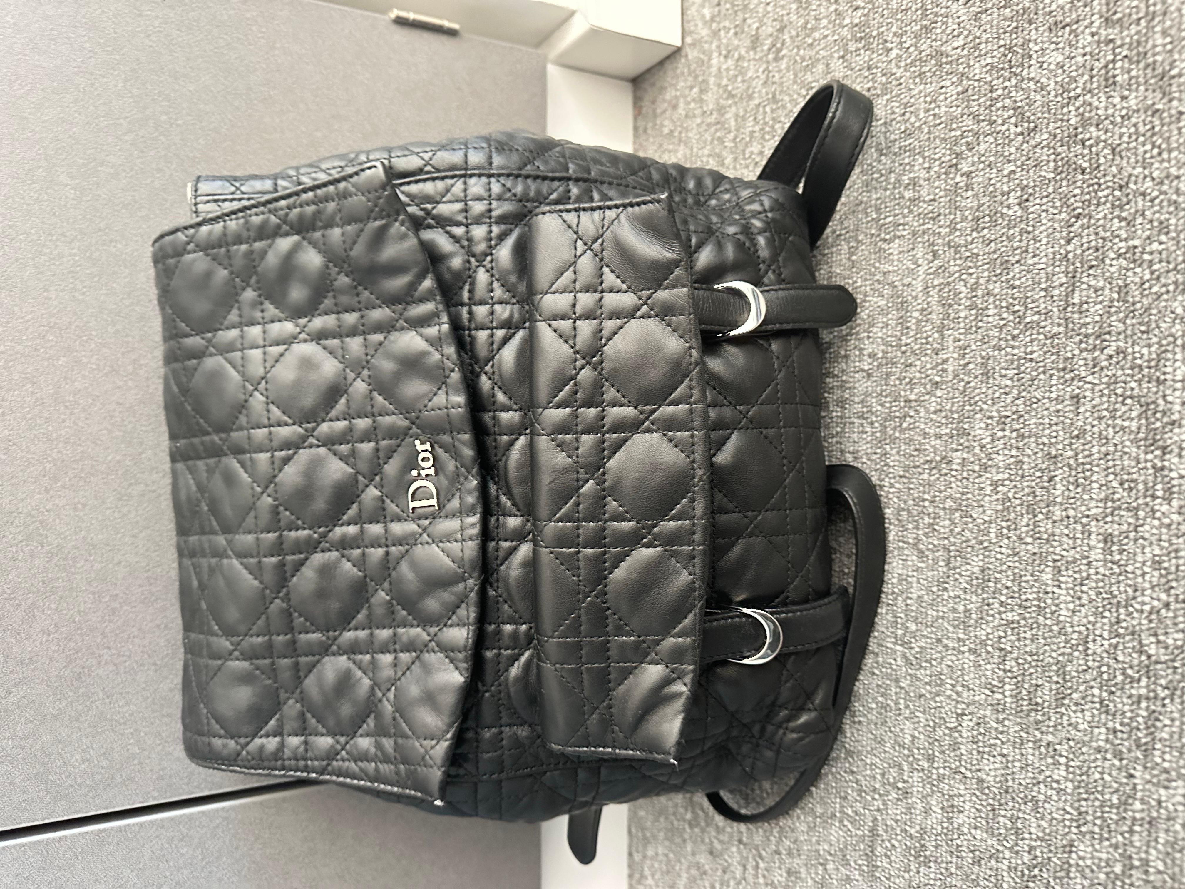 CHRISTIAN DIOR Black Lambskin Cannage Large Stardust Backpack 3