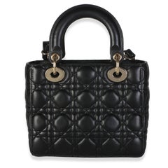 Petit sac Lady Dior « Cannage » en cuir d'agneau noir Christian Dior – My ABCDior