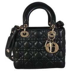 Petit sac Lady Dior « Cannage » en cuir d'agneau noir Christian Dior – My ABCDior