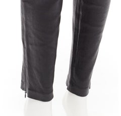 CHRISTIAN DIOR black lambskin leather skinny leggings pants FR36 S