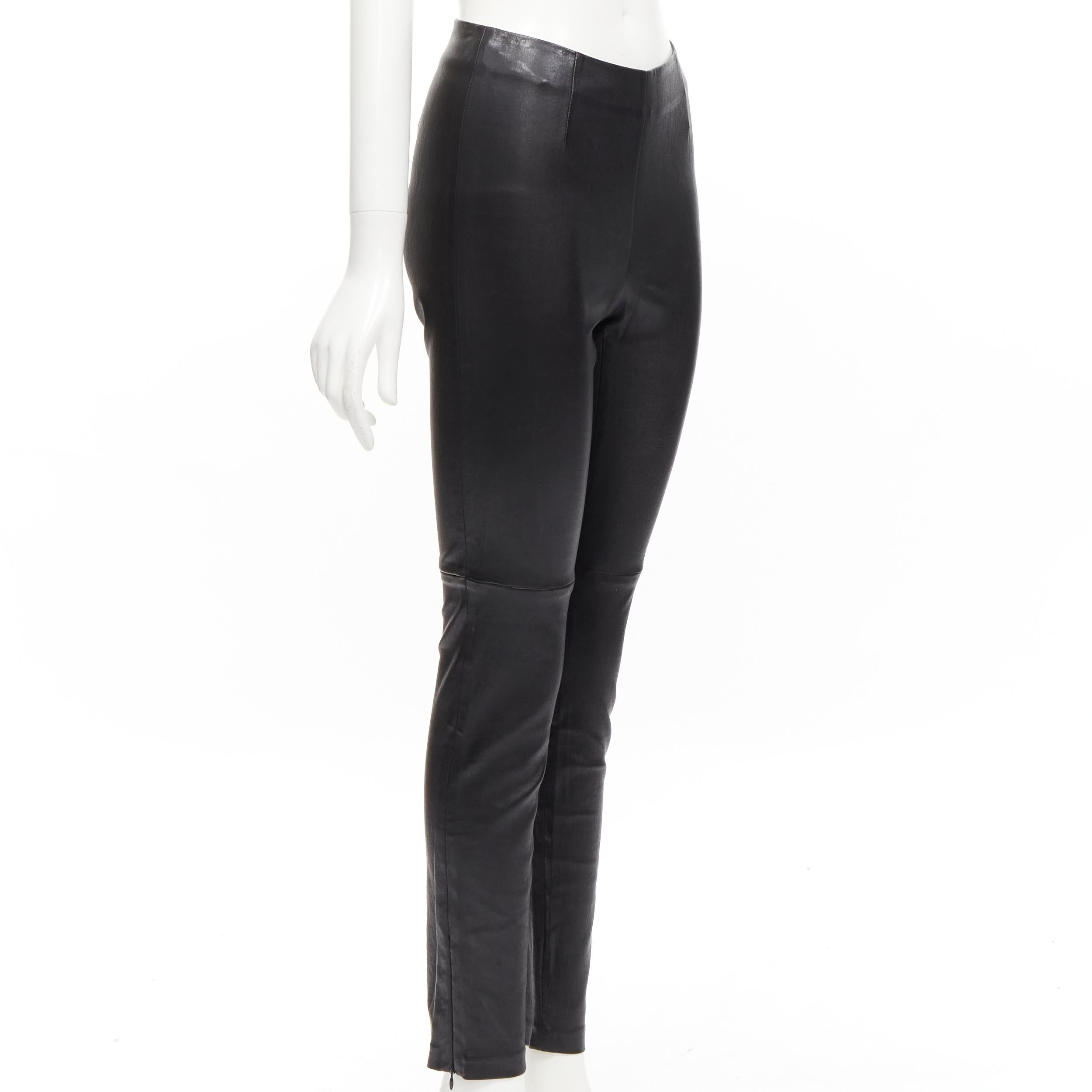 Black CHRISTIAN DIOR black lambskin leather skinny leggings pants FR36 S For Sale