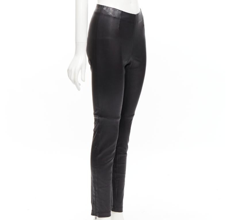 Black CHRISTIAN DIOR black lambskin leather skinny leggings pants FR36 S