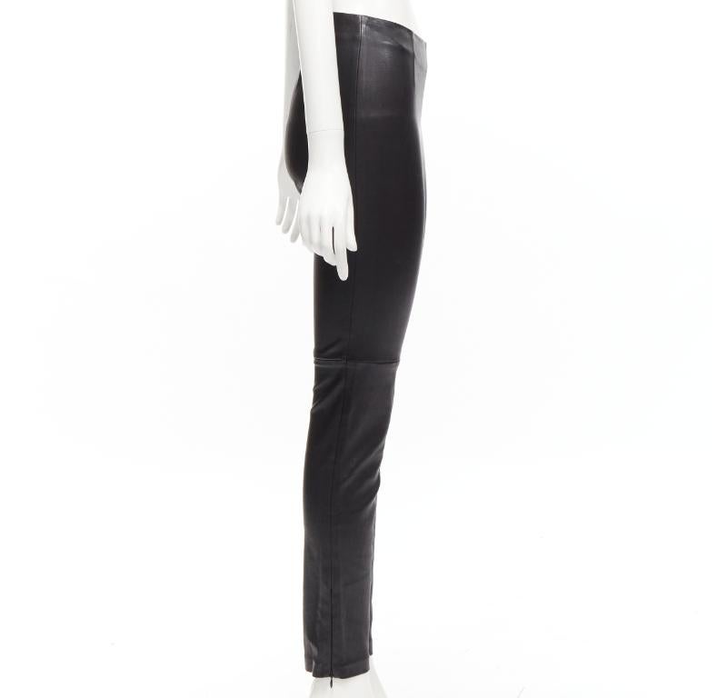 CHRISTIAN DIOR black lambskin leather skinny leggings pants FR36 S In Excellent Condition In Hong Kong, NT