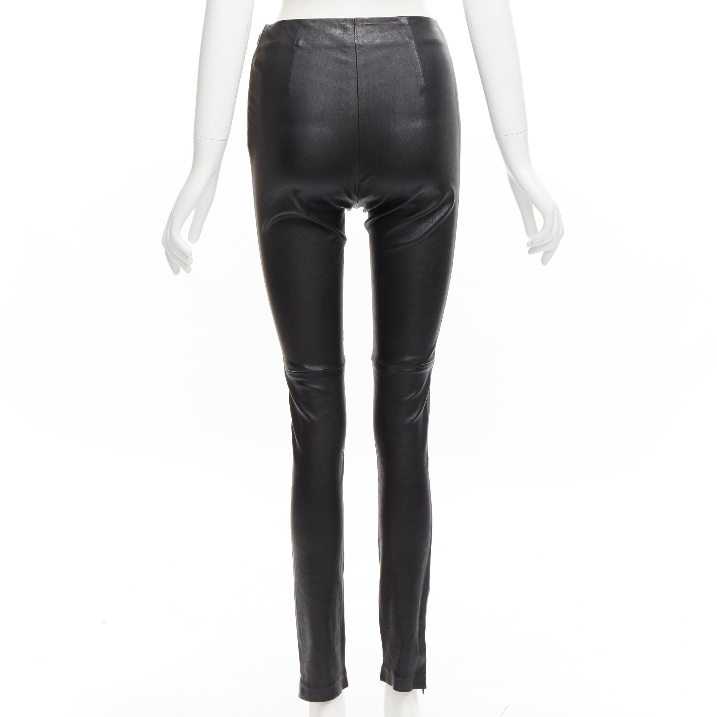 Women's CHRISTIAN DIOR black lambskin leather skinny leggings pants FR36 S For Sale