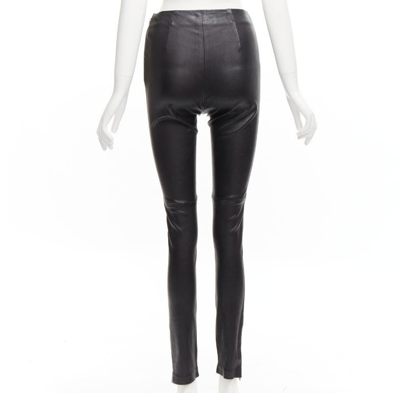 Women's CHRISTIAN DIOR black lambskin leather skinny leggings pants FR36 S