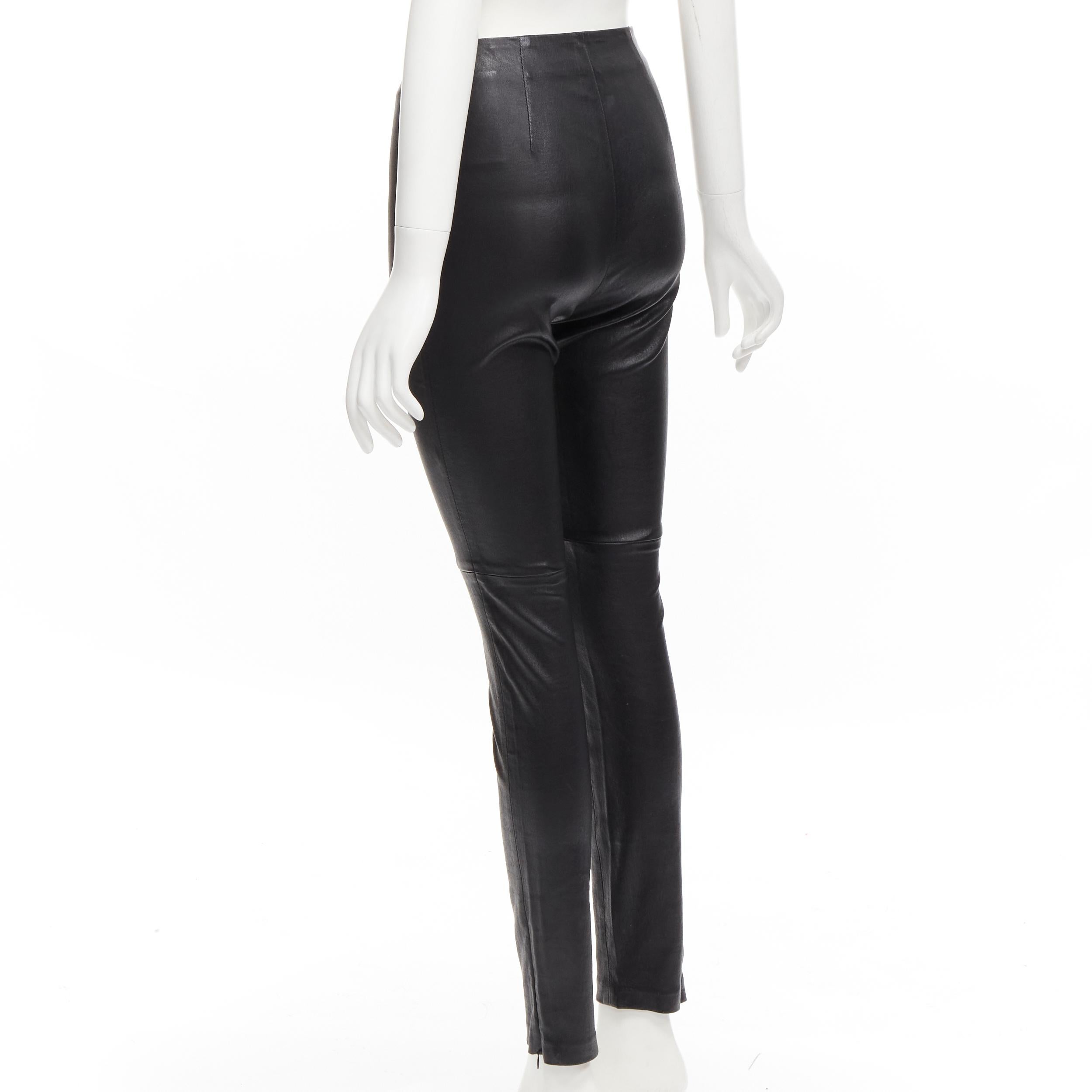 CHRISTIAN DIOR black lambskin leather skinny leggings pants FR36 S For Sale 1