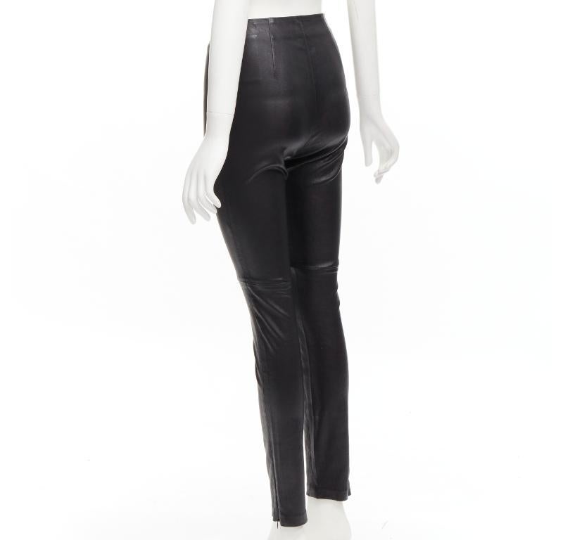 CHRISTIAN DIOR black lambskin leather skinny leggings pants FR36 S 1
