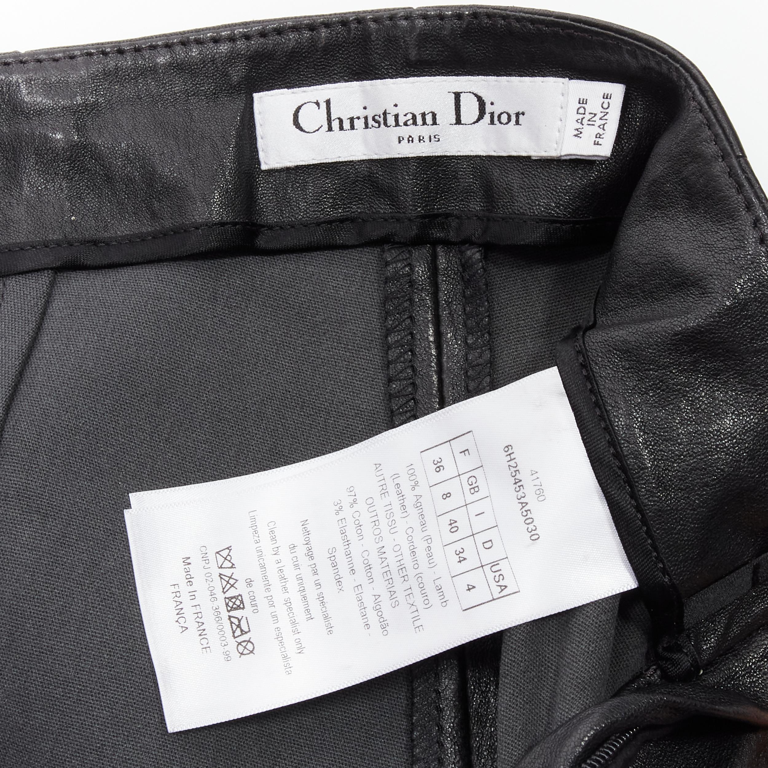 CHRISTIAN DIOR black lambskin leather skinny leggings pants FR36 S For Sale 4