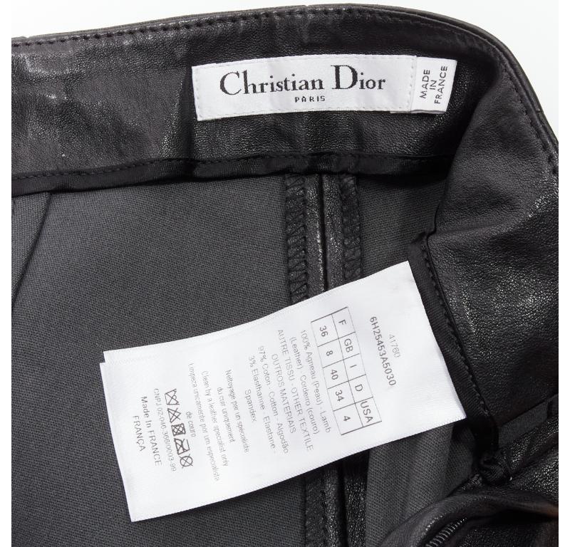 CHRISTIAN DIOR black lambskin leather skinny leggings pants FR36 S 4