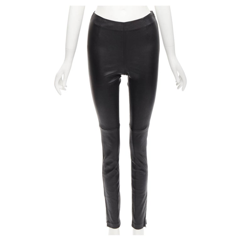 Dior CHRISTIAN DIOR black lambskin leather skinny leggings pants FR36 S