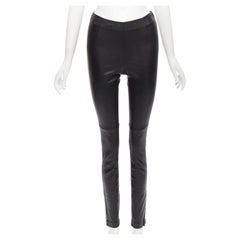 CHRISTIAN DIOR black lambskin leather skinny leggings pants FR36 S