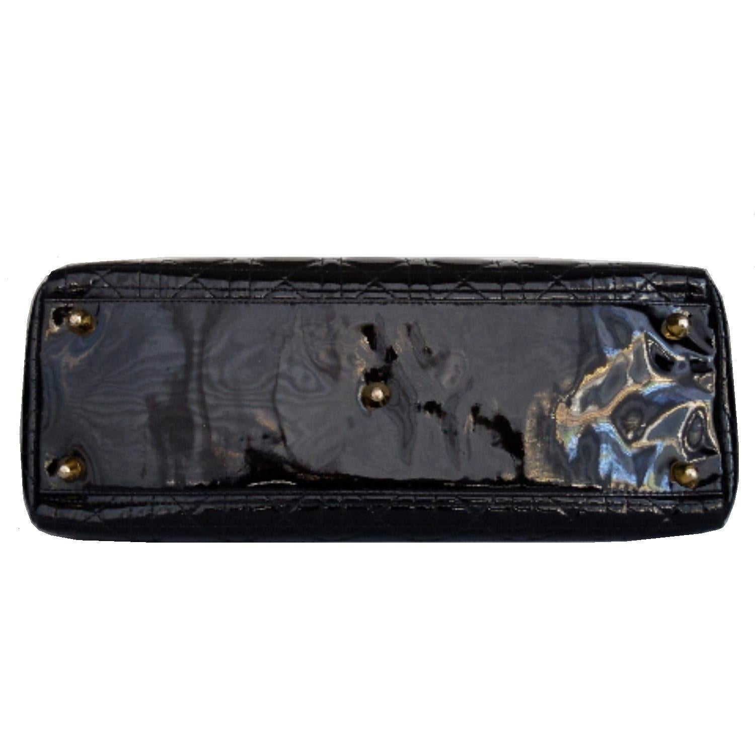Christian Dior Black Large Patent Cannage Lady Dior Bag 1