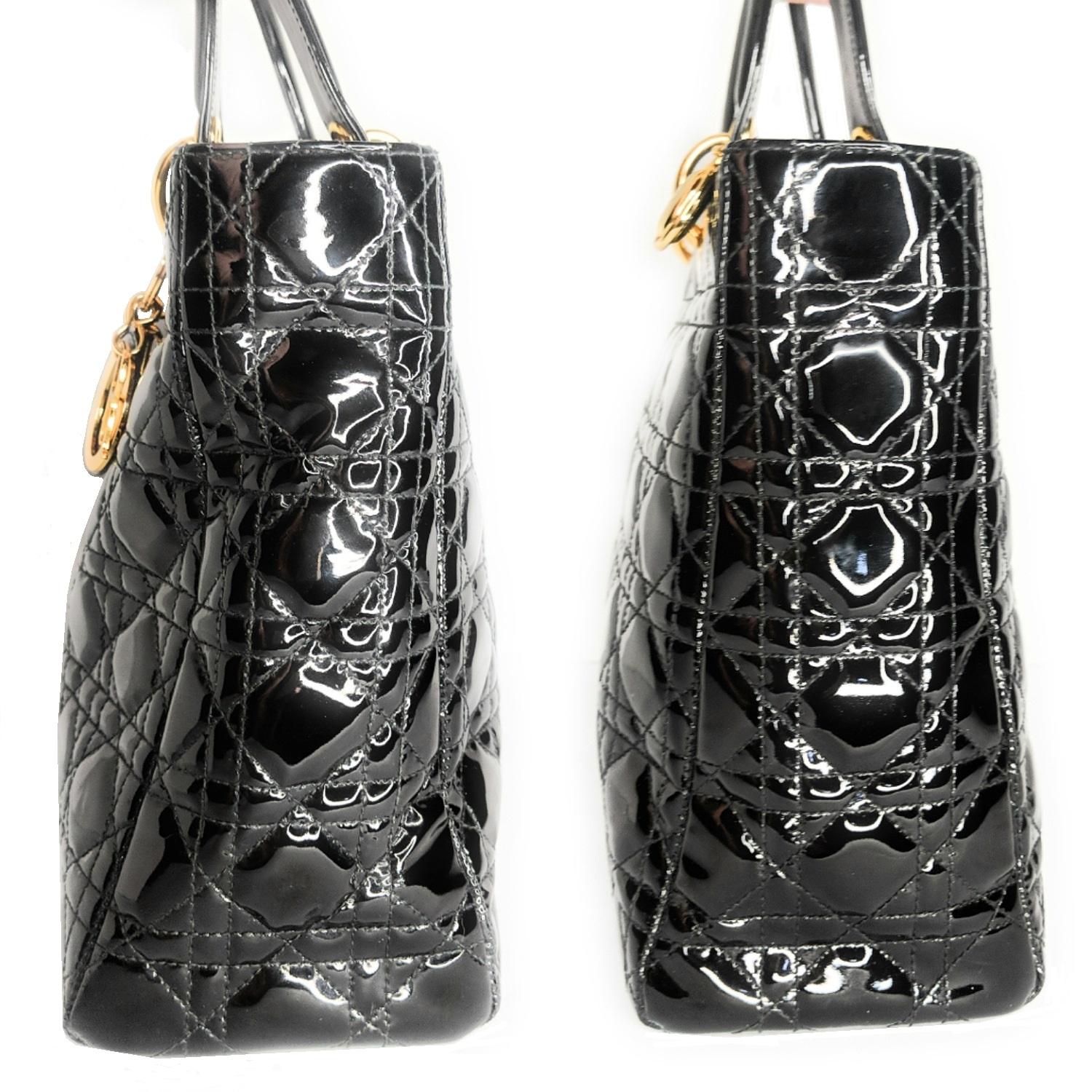 Christian Dior Black Large Patent Cannage Lady Dior Bag 2