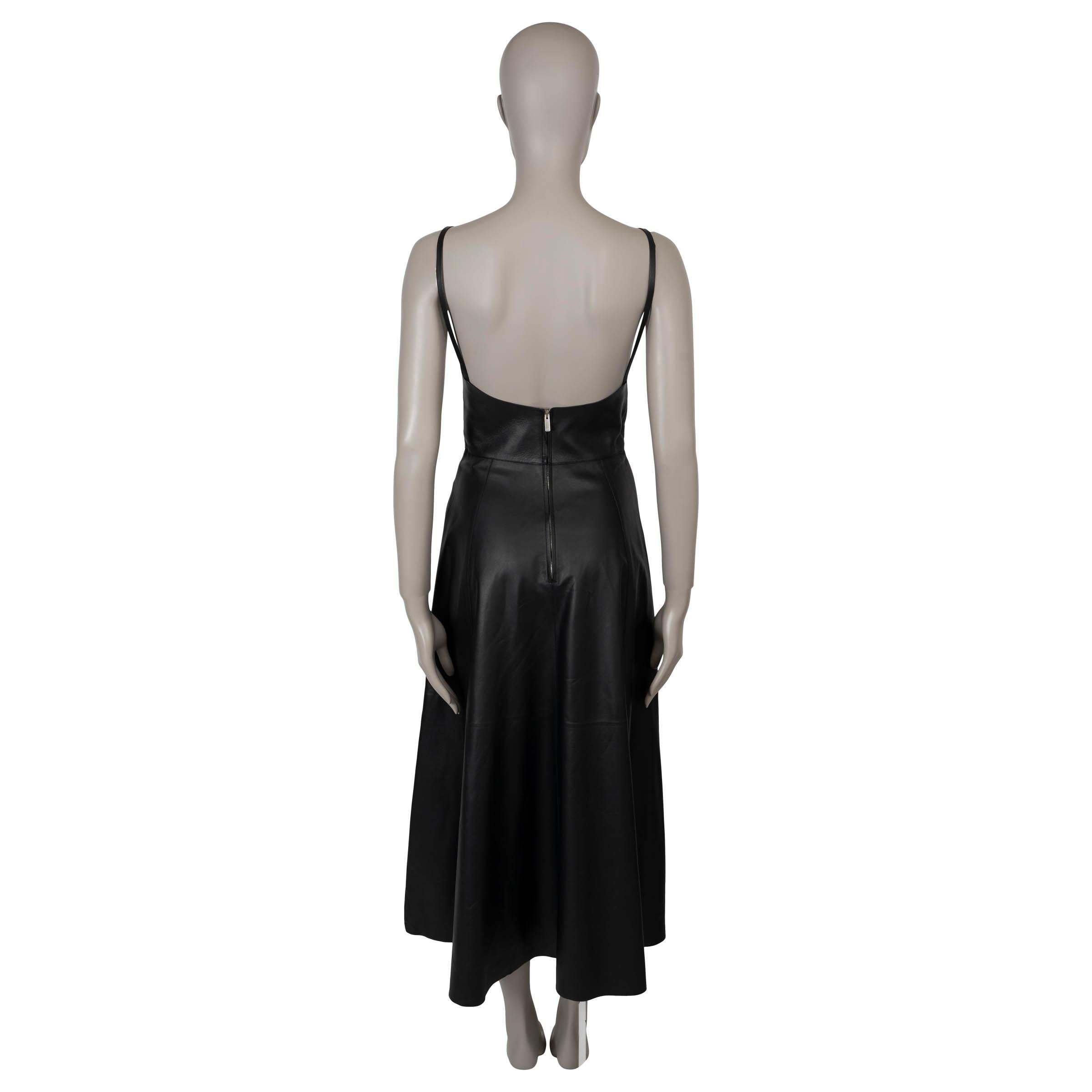 Black CHRISTIAN DIOR black leather 2018 SLEEVELESS MAXI Dress 36 XS For Sale