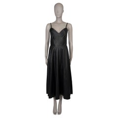 CHRISTIAN DIOR black leather 2018 SLEEVELESS MAXI Dress 36 XS
