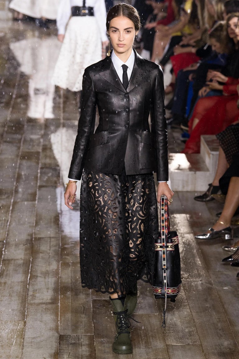 CHRISTIAN DIOR black leather 2019 BAR Jacket 38 S at 1stDibs