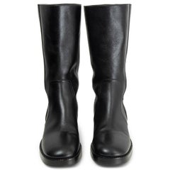 CHRISTIAN DIOR black leather 2019 DIORODEO Riding Boots Shoes 39