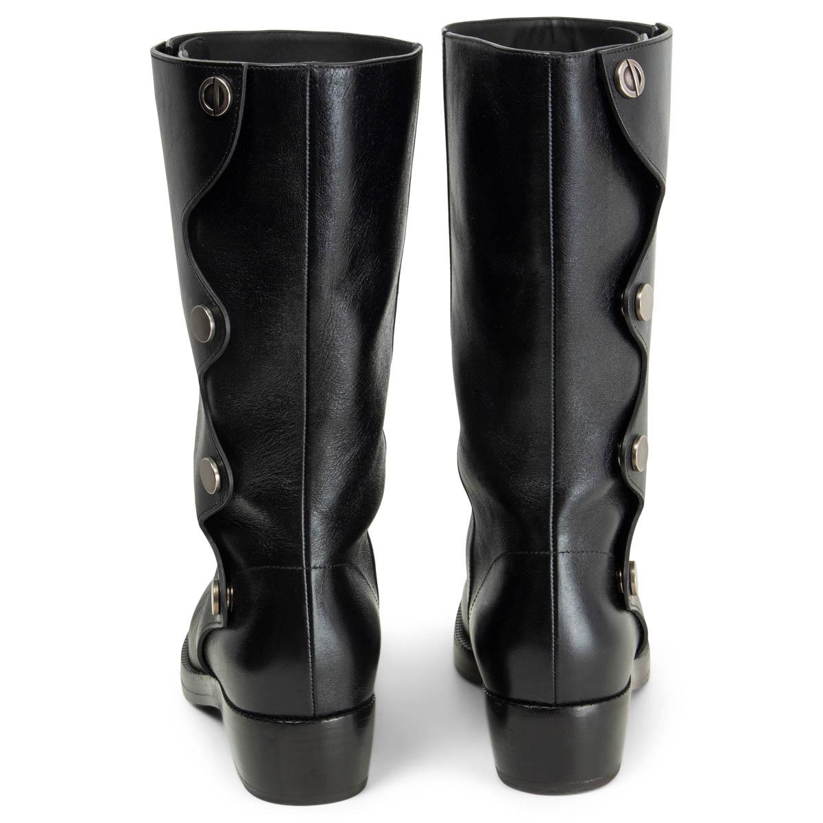 CHRISTIAN DIOR black leather 2019 DIORODEO Riding Boots Shoes 39 1