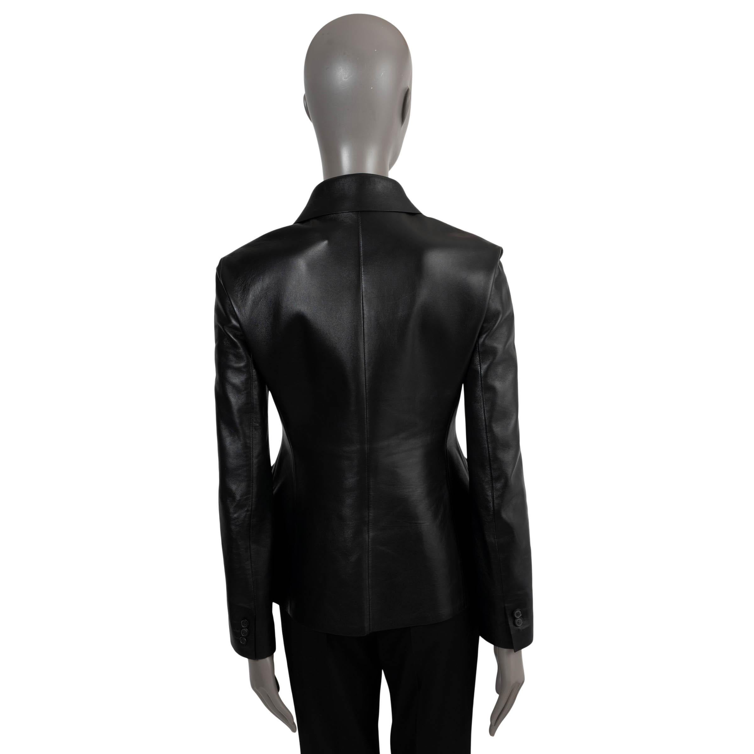 Black CHRISTIAN DIOR black leather 2019 DOUBLE BREASTED BAR Jacket 40 M