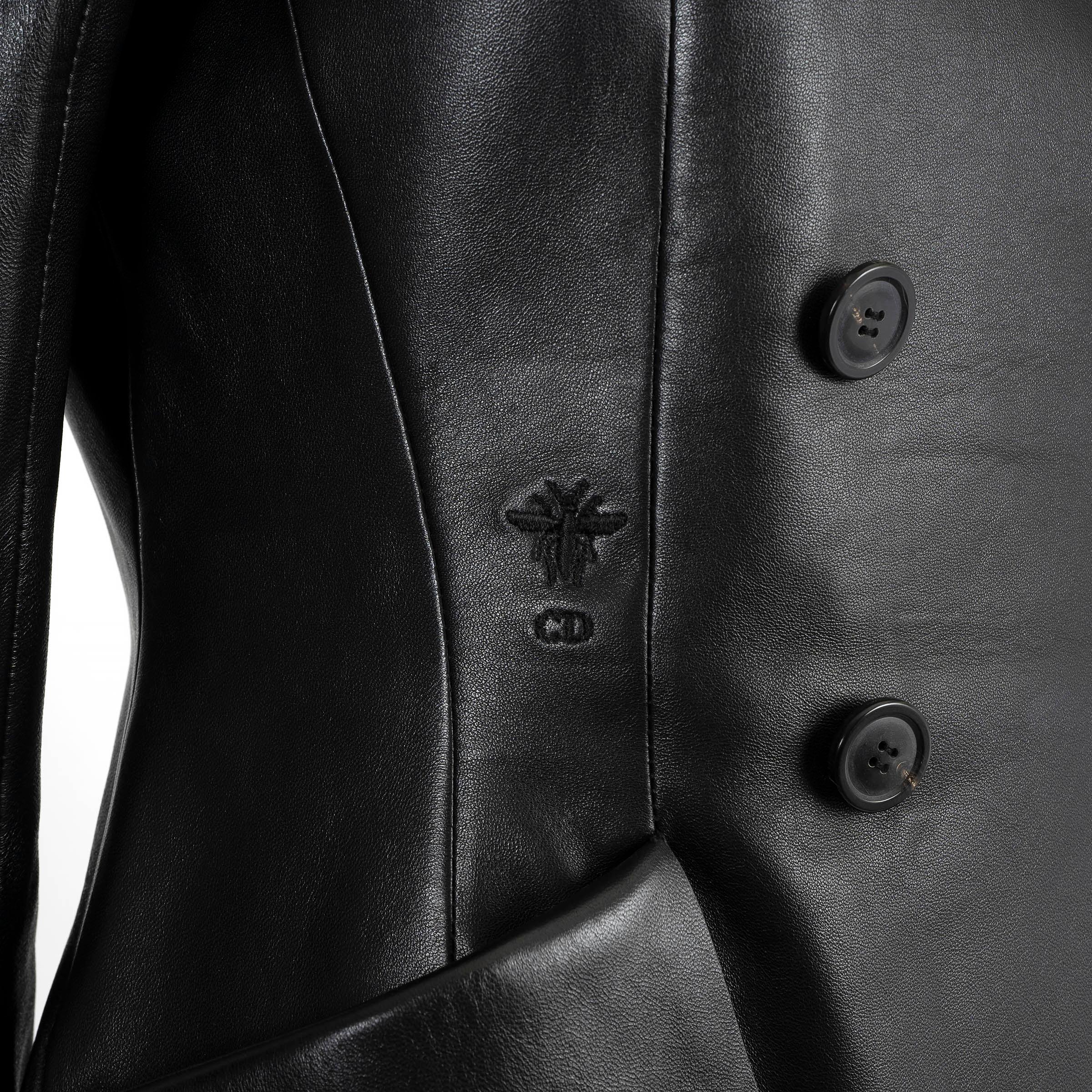 CHRISTIAN DIOR black leather 2019 DOUBLE BREASTED BAR Jacket 40 M 1