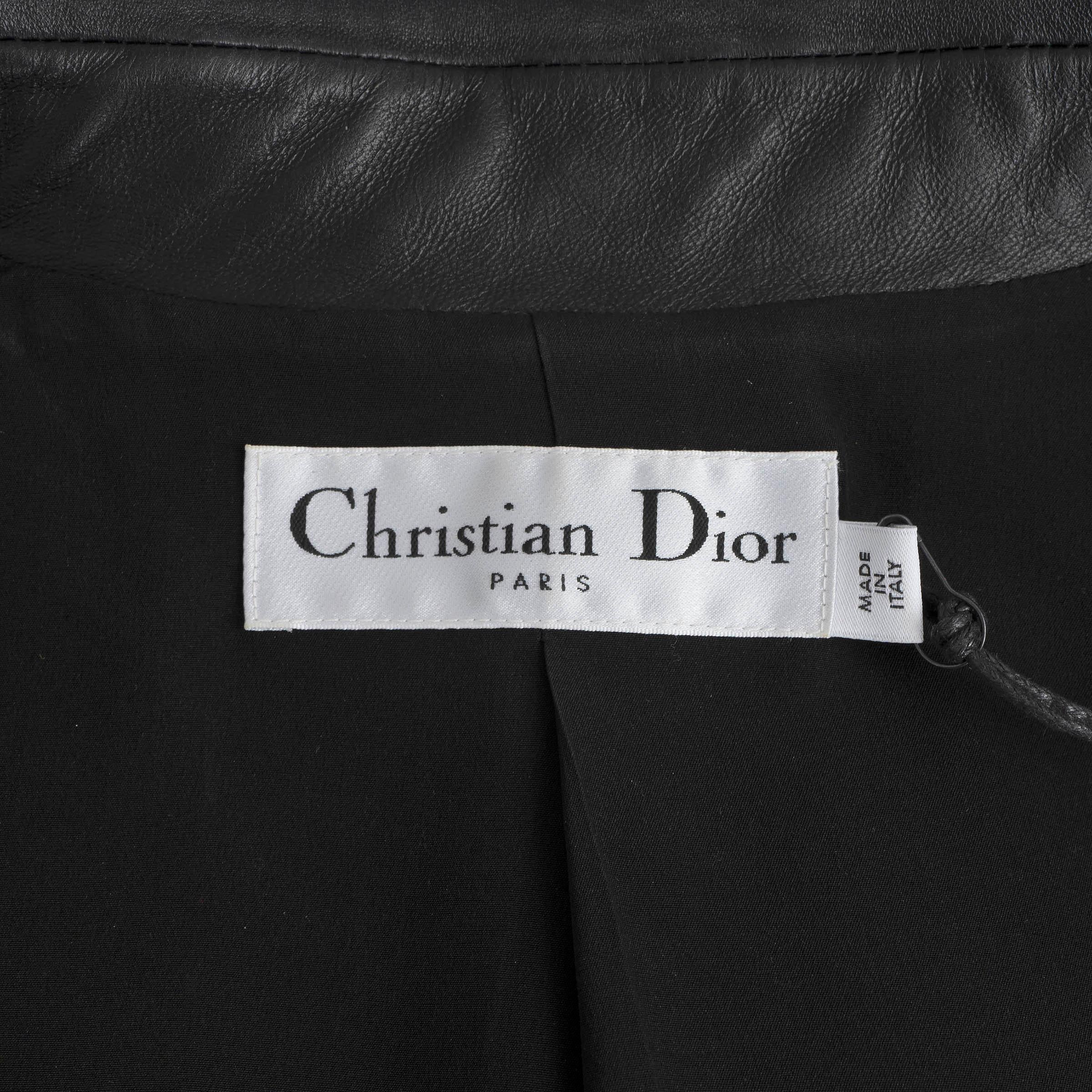 CHRISTIAN DIOR black leather 2019 DOUBLE BREASTED BAR Jacket 40 M 2