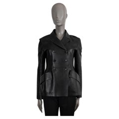 CHRISTIAN DIOR black leather 2019 DOUBLE BREASTED BAR Jacket 40 M