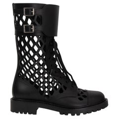 CHRISTIAN DIOR black leather 2020 D-TRAP Combat Boots Shoes 39