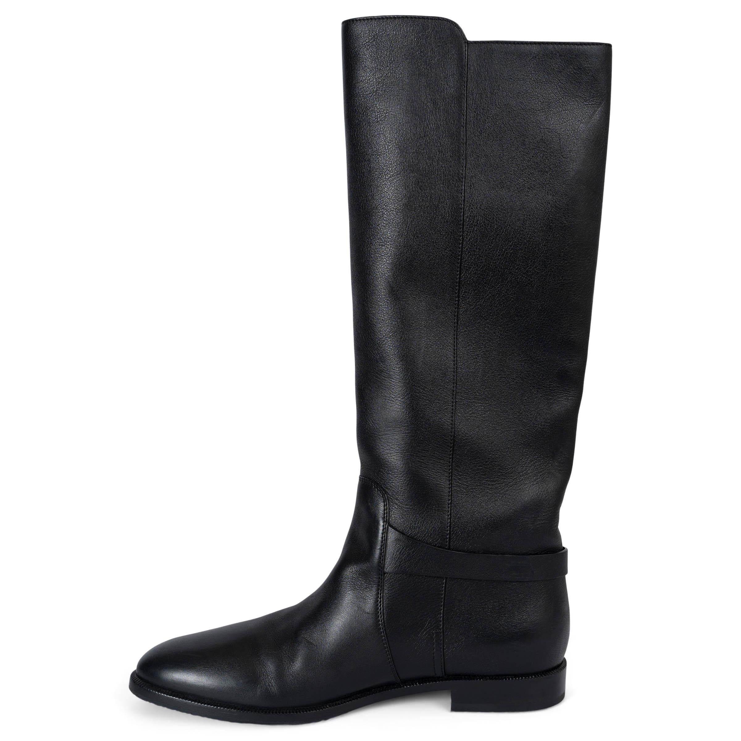 Black CHRISTIAN DIOR black leather 2020 EMPREINTE RIDING Boots Shoes 39 For Sale