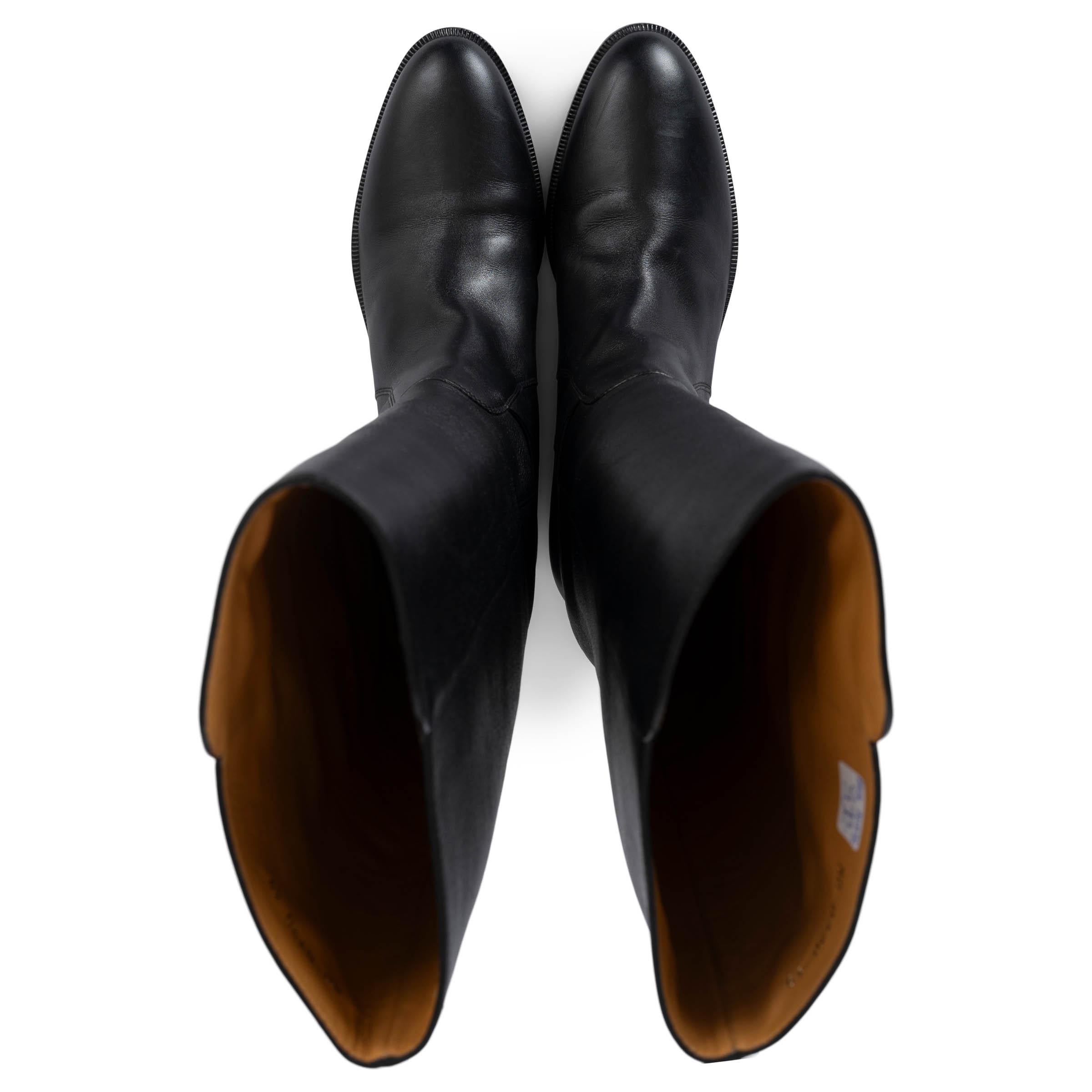 CHRISTIAN DIOR black leather 2020 EMPREINTE RIDING Boots Shoes 39 For Sale 1