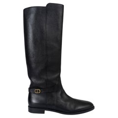CHRISTIAN DIOR cuir noir 2020 EMPREINTE RIDING Boots Chaussures 39