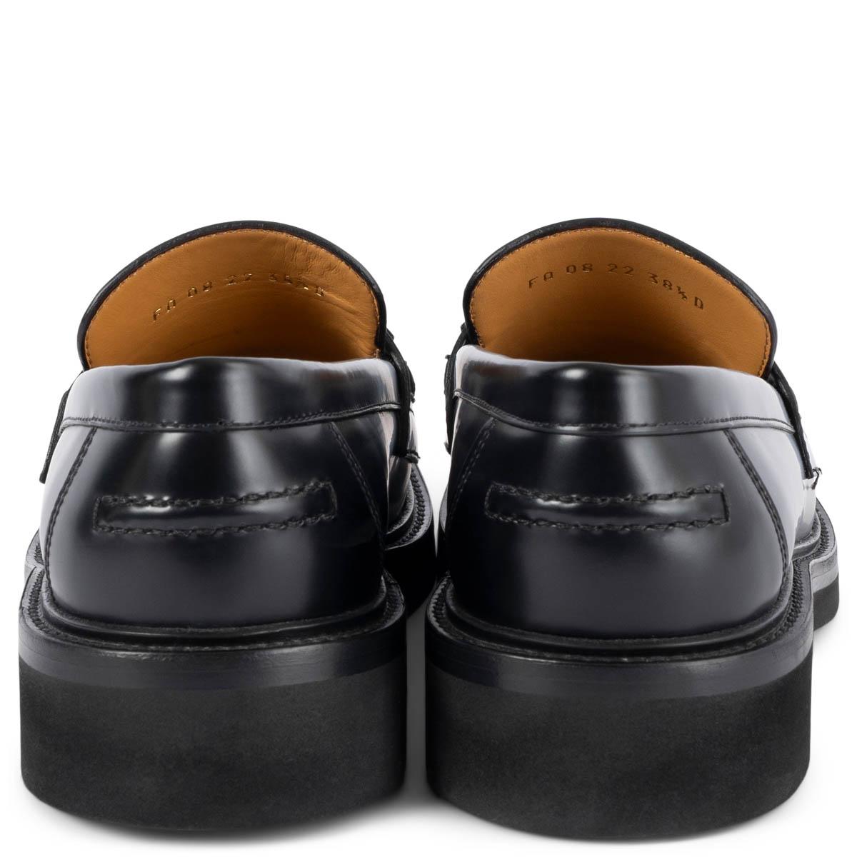 CHRISTIAN DIOR black leather 2022 BOY Loafers Shoes 38.5 1