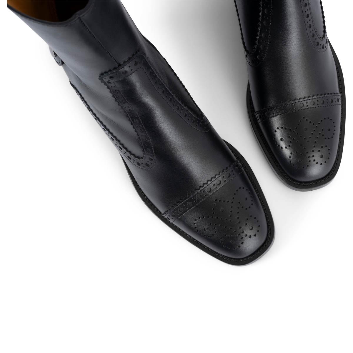 Black CHRISTIAN DIOR black leather 2023 D-FOLK Ankle Boots Shoes 38 (fit 39)