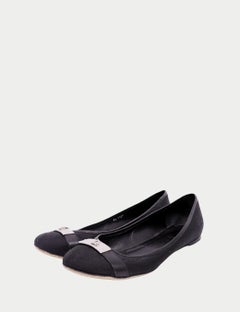 Christian Dior Black Leather Ballet Flats - EU 38