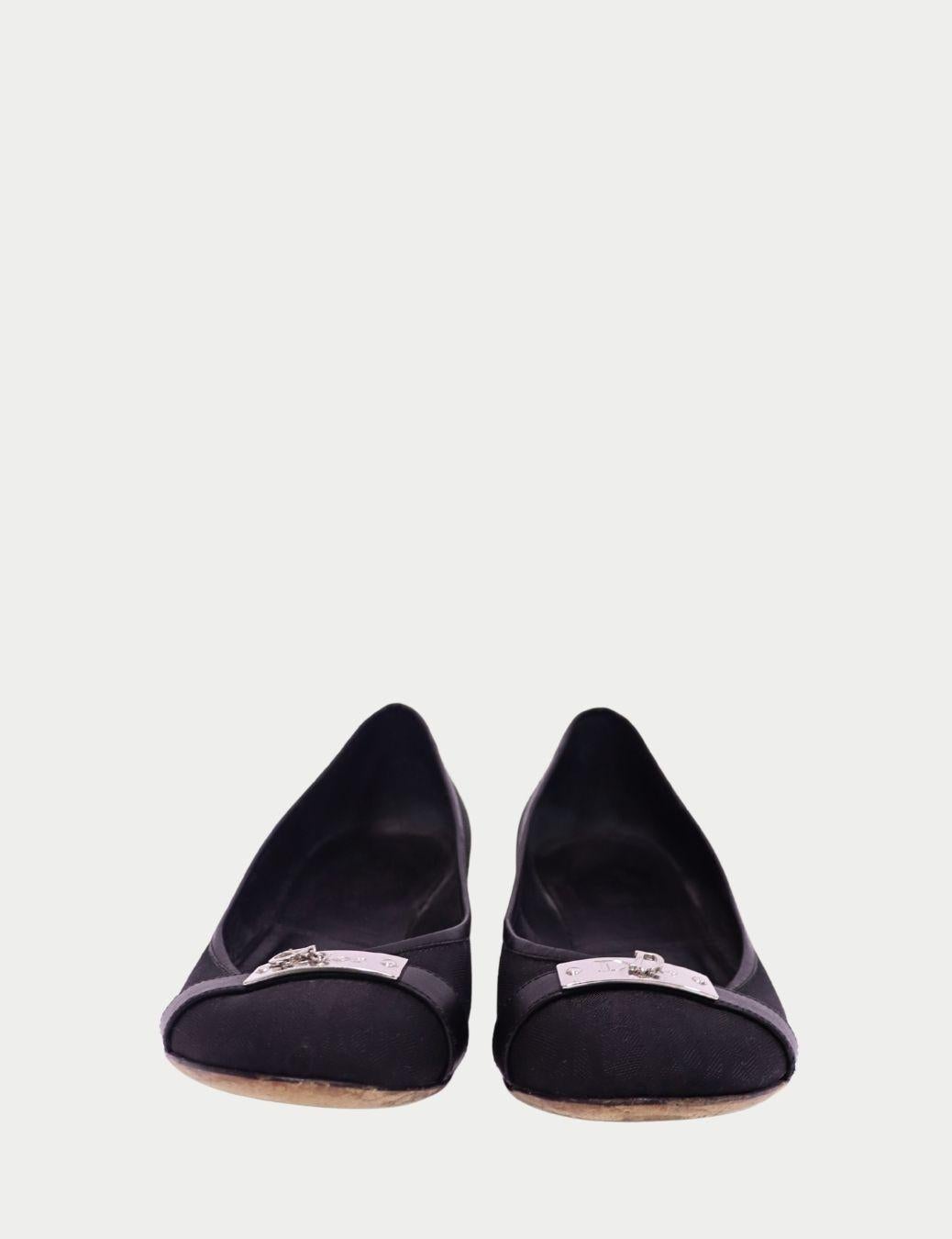 Nero Christian Dior Ballerine in pelle nera - EU 38 in vendita