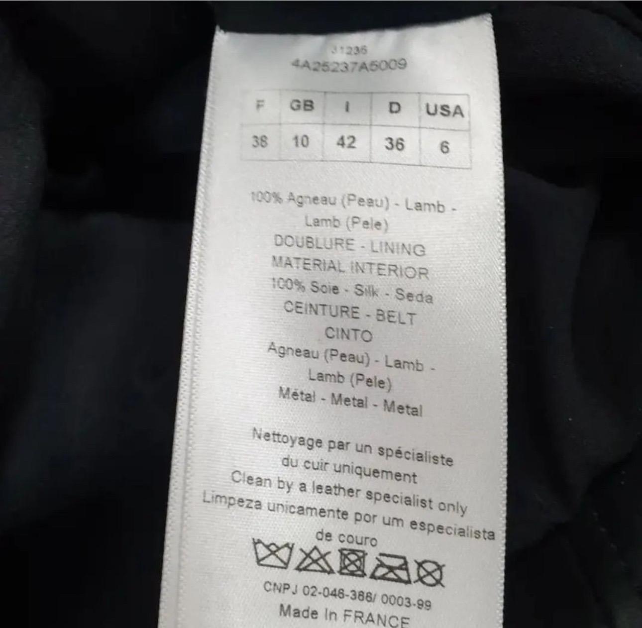 Christian Dior Black Leather Belted Jacket  For Sale 1