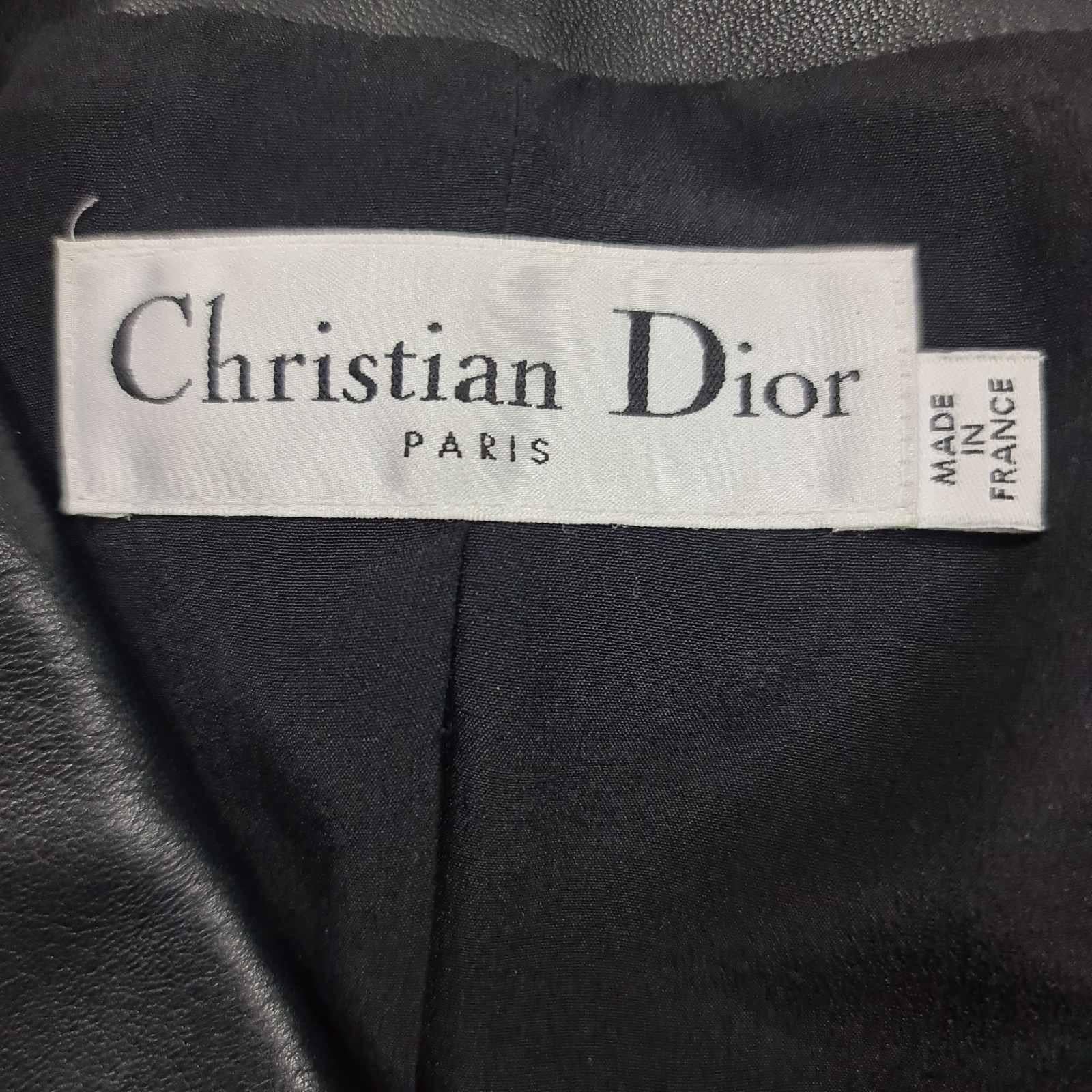 Christian Dior Schwarze Lederjacke mit Gürtel  im Angebot 3