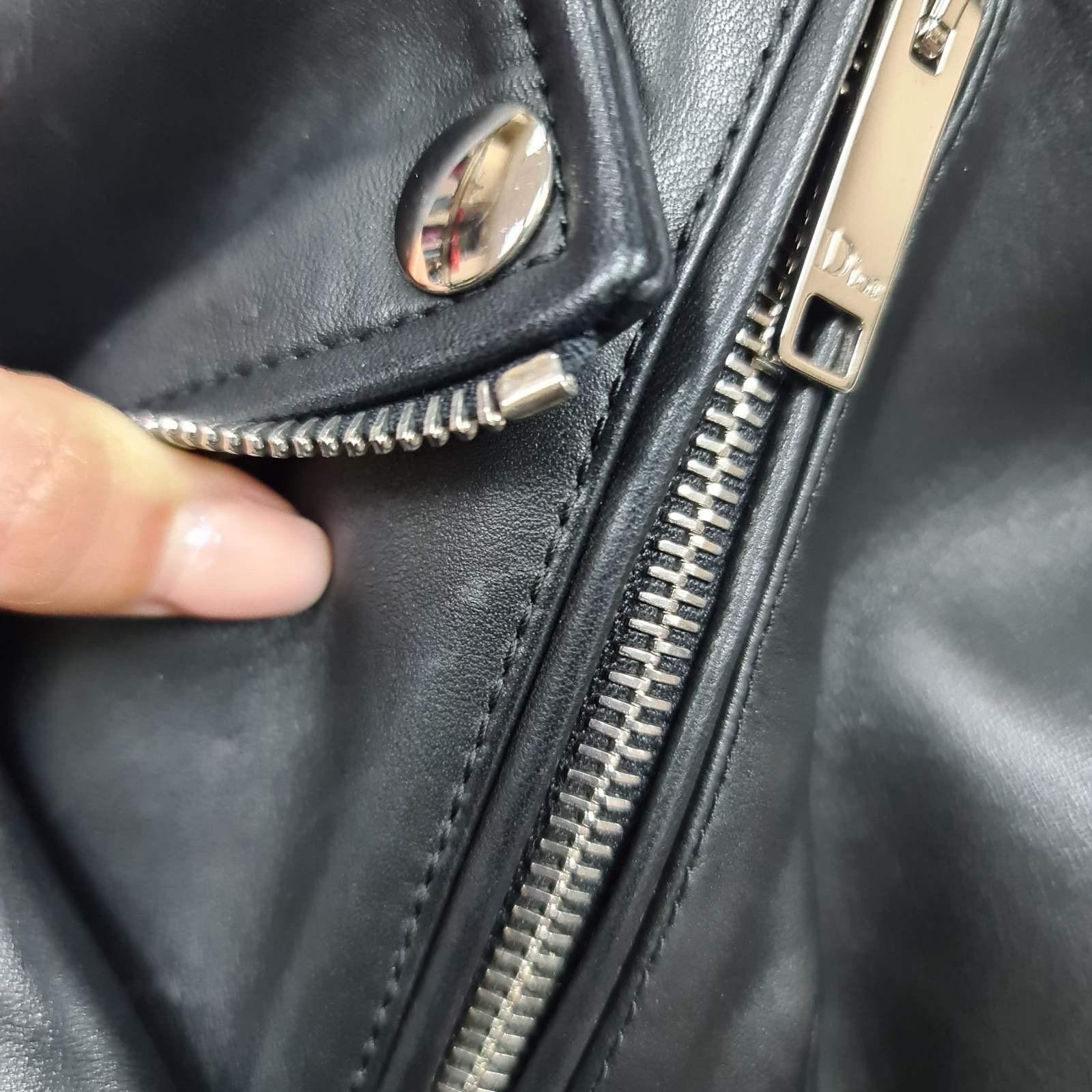 Christian Dior Black Leather Belted Jacket  For Sale 4