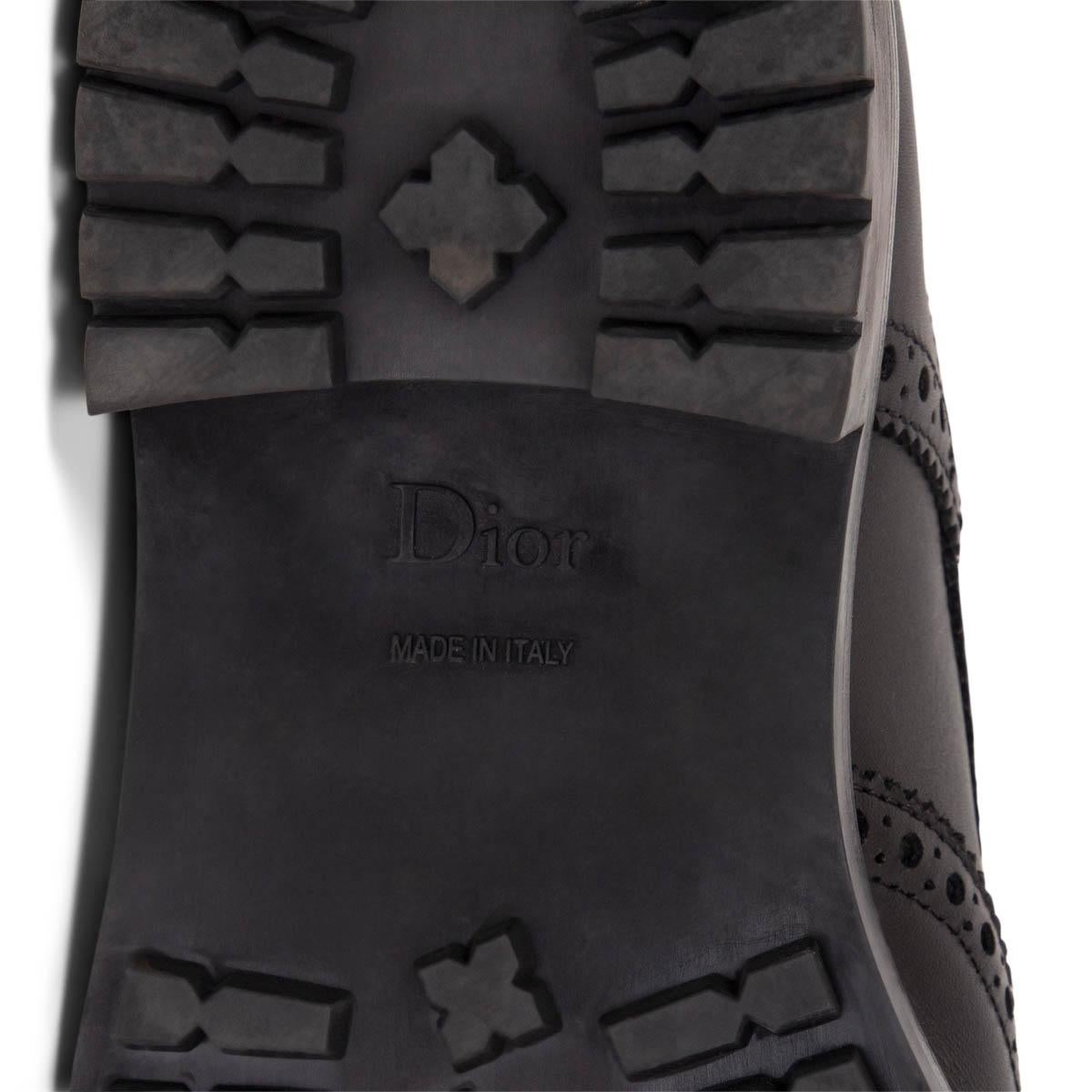 Black CHRISTIAN DIOR black leather BROGUE DIORUNIT Combat Boots Shoes 39