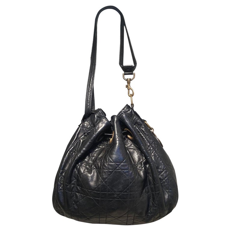 Dior Black Cannage Leather Bucket Bag Pony-style calfskin ref.304368 - Joli  Closet