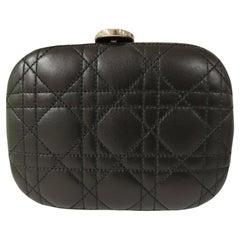 Christian Dior black leather cannage pochette clutch 