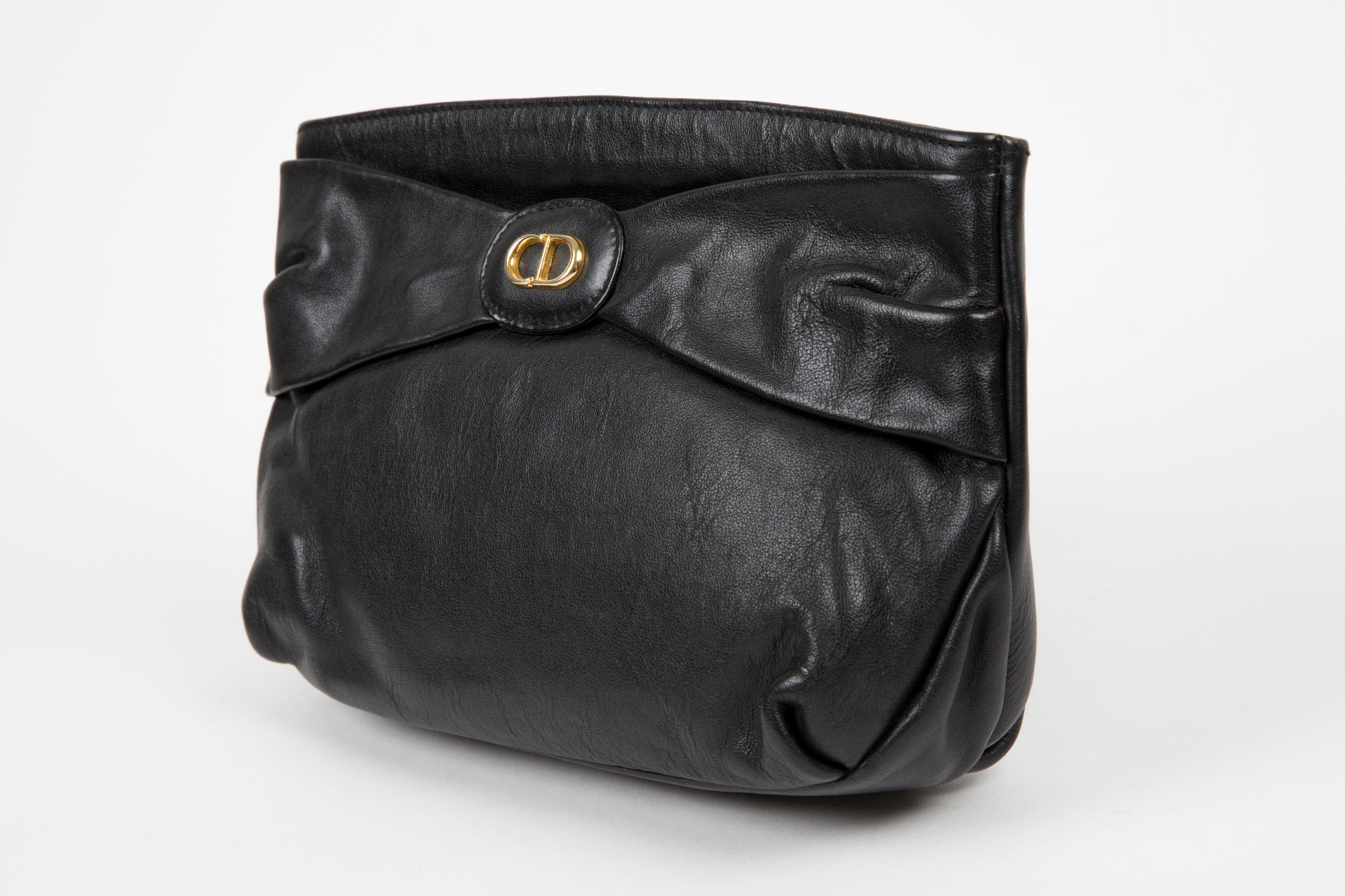 Pochette in pelle nera di Christian Dior con 