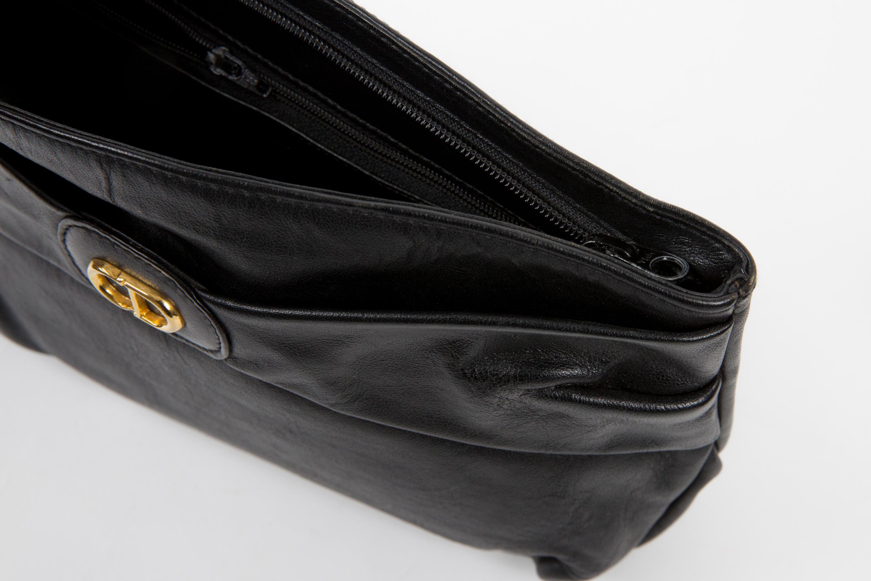 Pochette in pelle nera Christian Dior In condizioni buone in vendita a Paris, FR