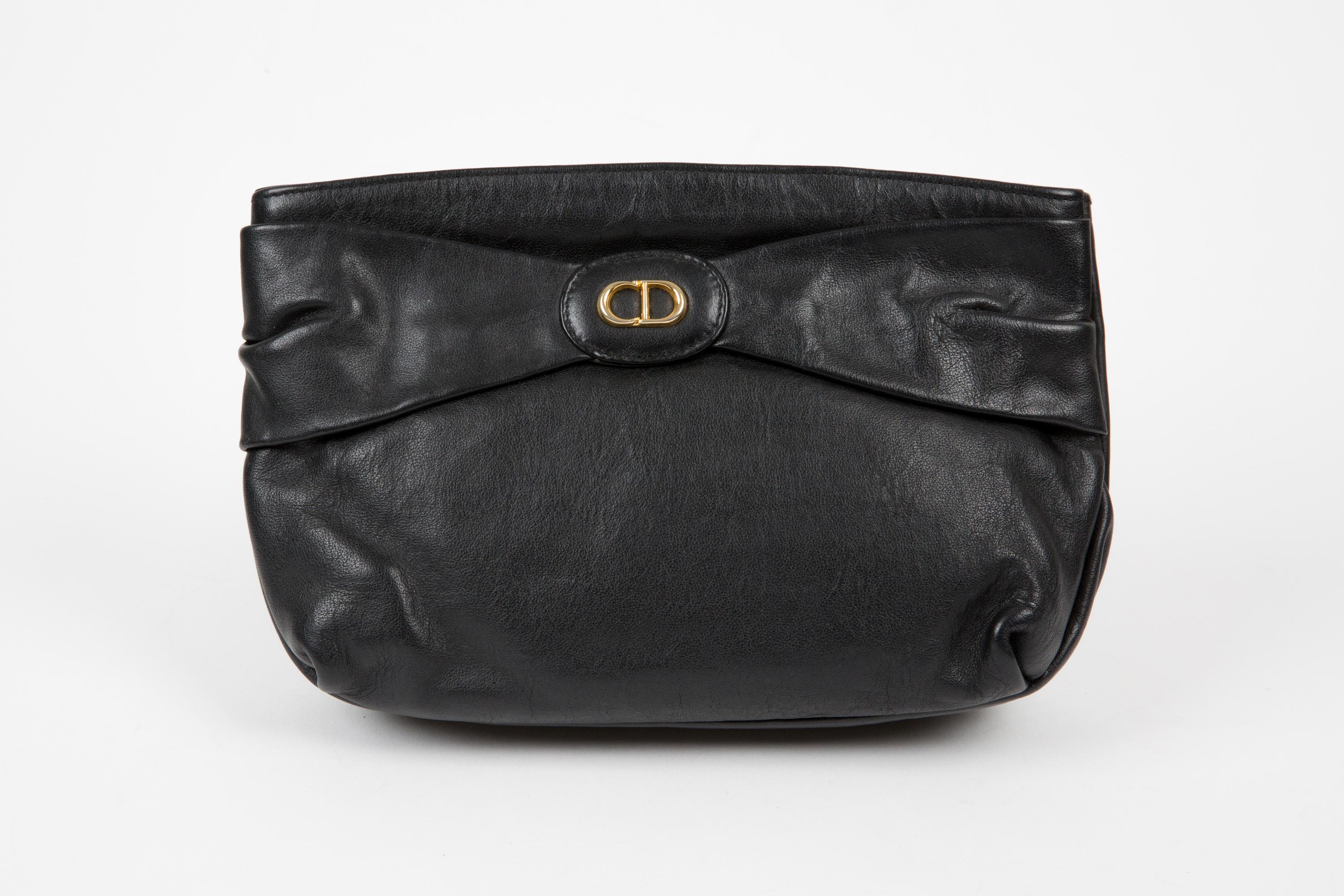Pochette in pelle nera Christian Dior in vendita 1